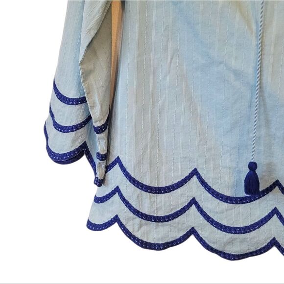 Boden Women's Light Blue Scallop Hem Blouse Size US 4 - Picture 4 of 6